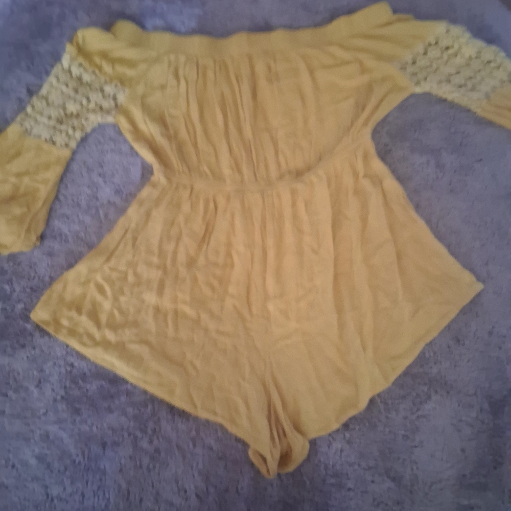 Blush Mustard Off-Shoulder Romper